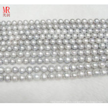 9-10mm Grey Color Round Freshwater Pearl Strand (ES185)